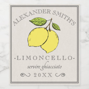 Pour Bouteilles De Vin Limoncello Vintage citron Étiquette