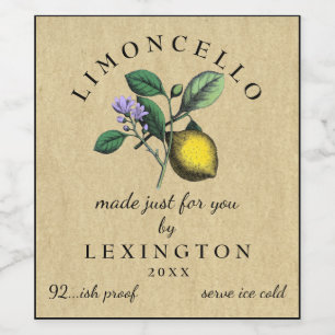 Pour Bouteilles De Vin Limoncello Vintage citron Étiquette maison