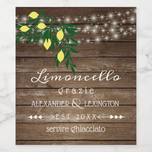 Pour Bouteilles De Vin Mariage campagnard rustique Limoncello Étiquette b (Étiquettes simples)