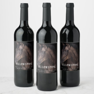 Pour Bouteilles De Vin Mockup Cheval Equine Western Custom Vins Étiquette