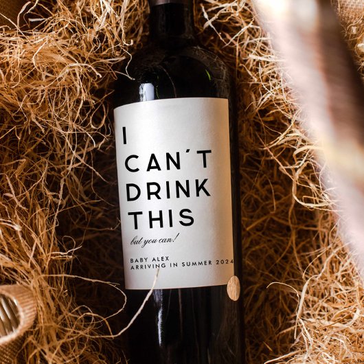 Pour Bouteilles De Vin Moderne Simple Grossesse Faire-part Étiquette à vi