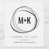 Pour Bouteilles De Vin Monogramme Moderne Mariage Favoriser les Étiquette (Étiquettes simples)