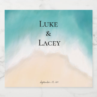 Pour Bouteilles De Vin Mousseux mariage plage aquarelle étiquettes