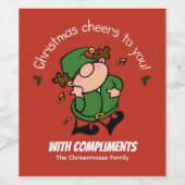 Pour Bouteilles De Vin Naughty Elves Noël Red Wine Étiquette (Étiquettes simples)