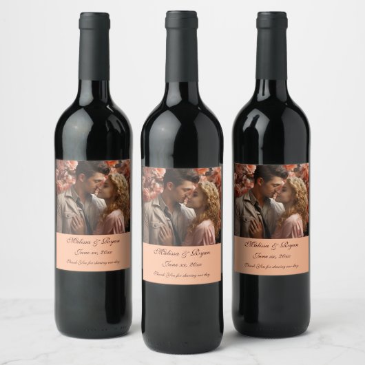 Pour Bouteilles De Vin Peach Fuzz Mariage Wine Étiquette Ajouter Votre Ph (Bouteilles)