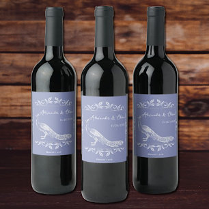 Pour Bouteilles De Vin Périwinkle Peacock Flourdissant Mariage Étiquette