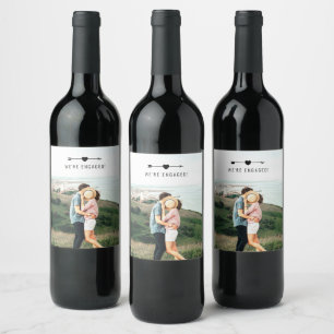 Pour Bouteilles De Vin Photo légère   FAIRE-PART FIANÇAILLES   Étiquette 