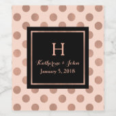 Pour Bouteilles De Vin Rose Gold Polka Dot Monogramme Mariage Étiquette d (Étiquettes simples)