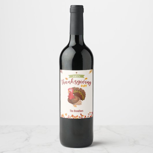 Pour Bouteilles De Vin Thanksgiving Turkey Wine Étiquette (Devant)