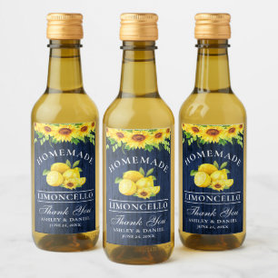 Pour Bouteilles De Vin Tournesol Limoncello Bleu Bois Mini Étiquettes bou