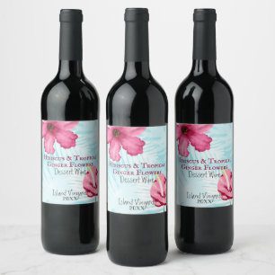 Pour Bouteilles De Vin Tropical Gumdrop & Hibiscus Étiquette
