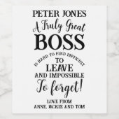 Pour Bouteilles De Vin Un Véritable Grand étiquette Boss (Étiquettes simples)