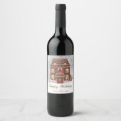 Pour Bouteilles De Vin Vacances Gingerbread Maison Vins Étiquette (Devant)