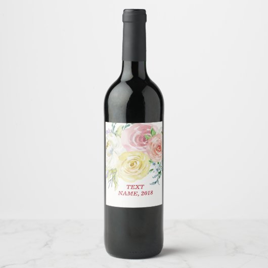 Pour Bouteilles De Vin VINS ÉTIQUETTE - boho floral (Devant)