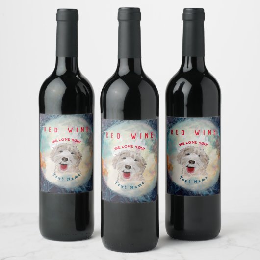 Pour Bouteilles De Vin VINS ÉTIQUETTE Cute Labradoodé Chien & Texte (Bouteilles)