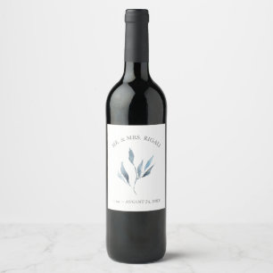 Pour Bouteilles De Vin Vins personnalisés Étiquette Dusty Bleu Botaniques