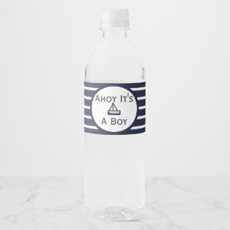Pour Bouteilles D'eau Ahoy C'est un garçon Baby shower Étiquette de bout