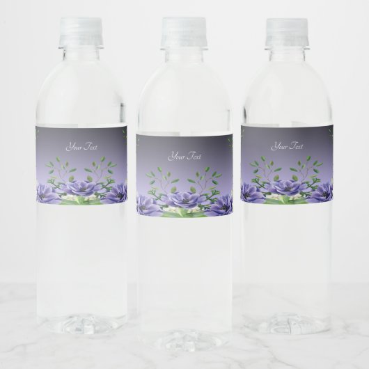 Pour Bouteilles D'eau Aquarelle Fleurs violettes Étiquette bouteille d'e (Bouteilles)