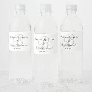 Pour Bouteilles D'eau Calligraphie minimaliste Monogramme Étiquette de b