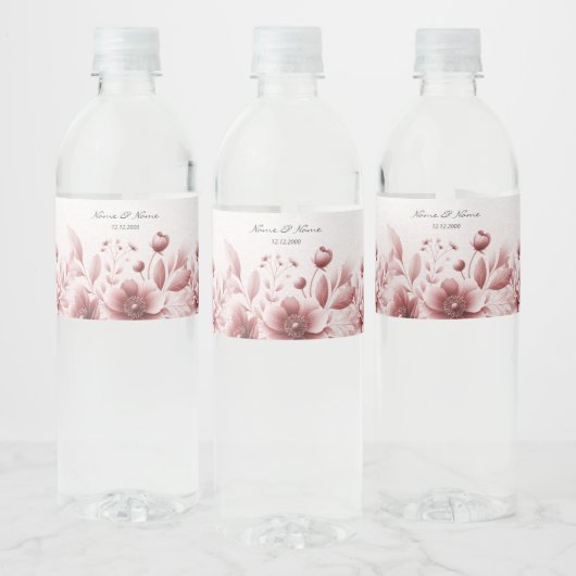 Pour Bouteilles D'eau Dusty Rose Floral Water Bottle Étiquette (Bouteilles)