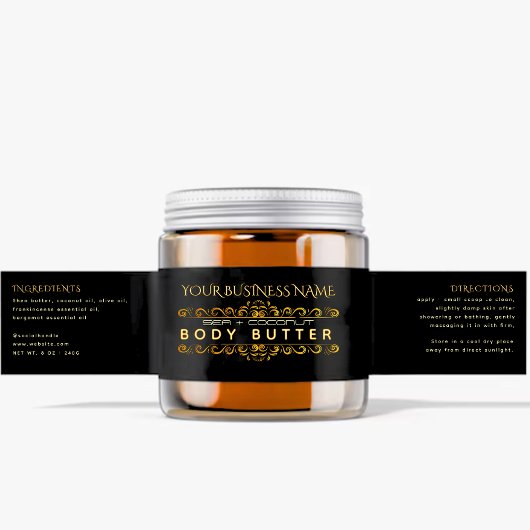 Pour Bouteilles D'eau Élégant Étiquette d'enrobage de bocal en or noir