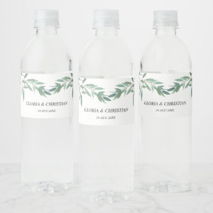Pour Bouteilles D'eau Élégant Mariage de feuillage vert Étiquette de bou