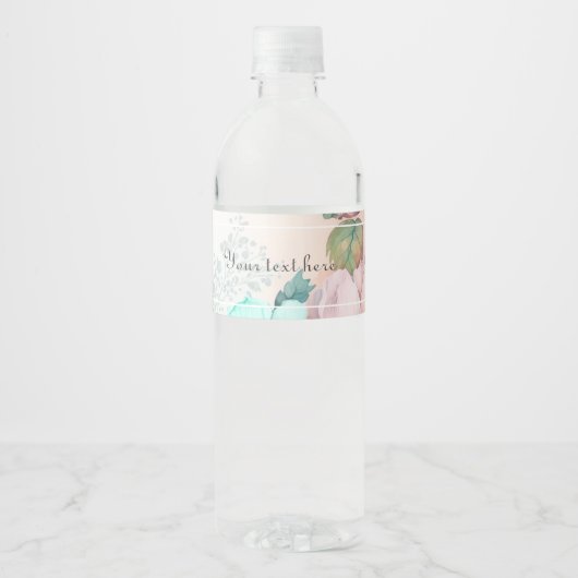 Pour Bouteilles D'eau Elégante végétation fleurie Étiquette bouteille d' (Devant)