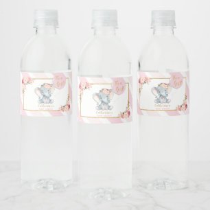 Pour Bouteilles D'eau Eléphant Baby shower fille Étiquette bouteille d'e