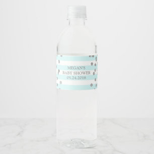 Pour Bouteilles D'eau Étiquette argenté de baby shower de confettis de
