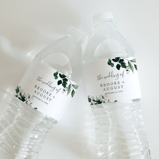 Pour Bouteilles D'eau Étiquette de bouteille Mariage Emerald Greenery