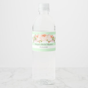 Pour Bouteilles D'eau Étiquette de Fête des mariées Florale à l'aquarell
