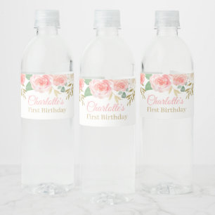 Pour Bouteilles D'eau Étiquette de la florale rose Birthday Water Bottl