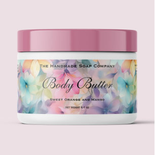 Pour Bouteilles D'eau Étiquette de pot de beurre corporel - Fleurs aquar