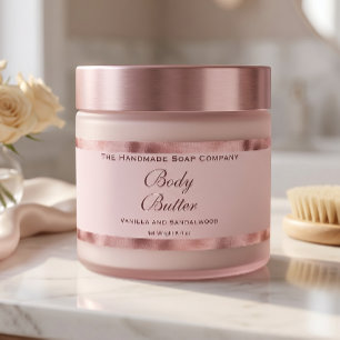 Pour Bouteilles D'eau Étiquette de pot de beurre corporel rose et feuill