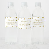 Pour Bouteilles D'eau Gold Confetti Custom Birday Water Bottle Étiquette (Bouteilles)