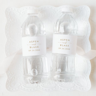 Pour Bouteilles D'eau Mariage de script or moderne Étiquette de bouteill
