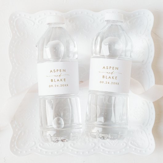 Pour Bouteilles D'eau Mariage de script or moderne Étiquette de bouteill