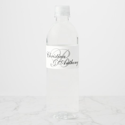 Pour Bouteilles D'eau Mariage Monogramme Custom Water Bottle Étiquette (Devant)