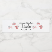 Pour Bouteilles D'eau Papillons roses Joyeux Étiquette de bouteille d'ea (Étiquettes simples)