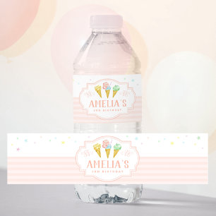 Pour Bouteilles D'eau Pastel Crème de glace Anniversaire Étiquette boute