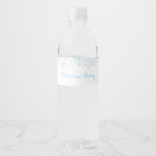 Pour Bouteilles D'eau Petit Baby shower à neige Étiquette d'eau, bleu