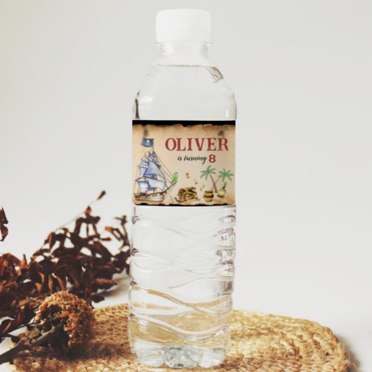 Pour Bouteilles D'eau Pirate Bird'Anniversaire Étiquette de bouteille d'