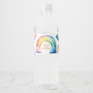 Pour Bouteilles D'eau Rainbow Watercolor Girl Birthday Bottle Étiquette