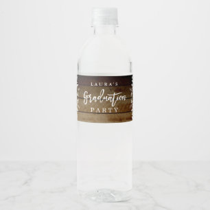 Pour Bouteilles D'eau Rustic Lace Graduation Party Étiquette bouteille d