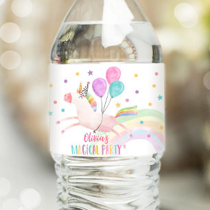 Pour Bouteilles D'eau Unicorn Anniversaire Étiquette Rainbow Magical Gir