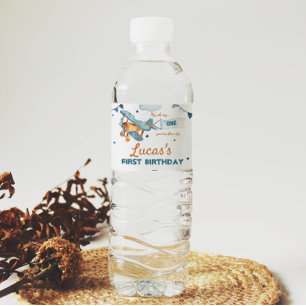 Pour Bouteilles D'eau Vintage Avion premier anniversaire Étiquette boute