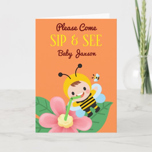 Pour Boy Sip et voir Baby shower Invitation (Devant)