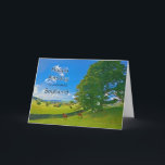 Pour Boyfriend, un paysage pastoral carte d'annive<br><div class="desc">Un tableau tranquille montrant les champs de ferme à la campagne. Les chevaux et les moutons broutent paisiblement sous un arbre. le soleil sente d'un ciel bleu avec des nuages blancs moelleux. La photo est celle du Lake District au Royaume-Uni. Copyright Norma Cornes</div>