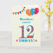 Pour Brother 12e Anniversaire Carte Ballons de Bun (Fleur jaune)