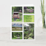 Pour Brother, une carte d'anniversaire avec vue su<br><div class="desc">Un ensemble de beaux paysages en font une carte pour n'importe quel jardinier. Une carte d'anniversaire avec un jardin japonais,  un jardin en rhododendron,  une place dans un jardin verdoyant et des marches intrigantes. Toutes les images copyright Norma Cornes.</div>